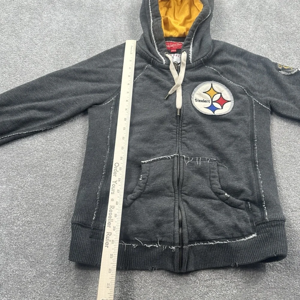 Pittsburgh Steelers Youth Mitchell & Ness Hooded Zip Sweatshirt Size Large Gray